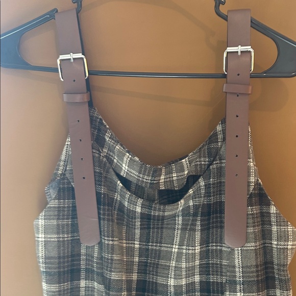 Plaid Sleeveless Dress with Brown Straps - Picture 5 of 13